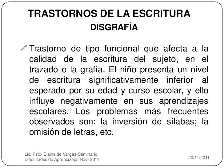 definicion de disgrafia